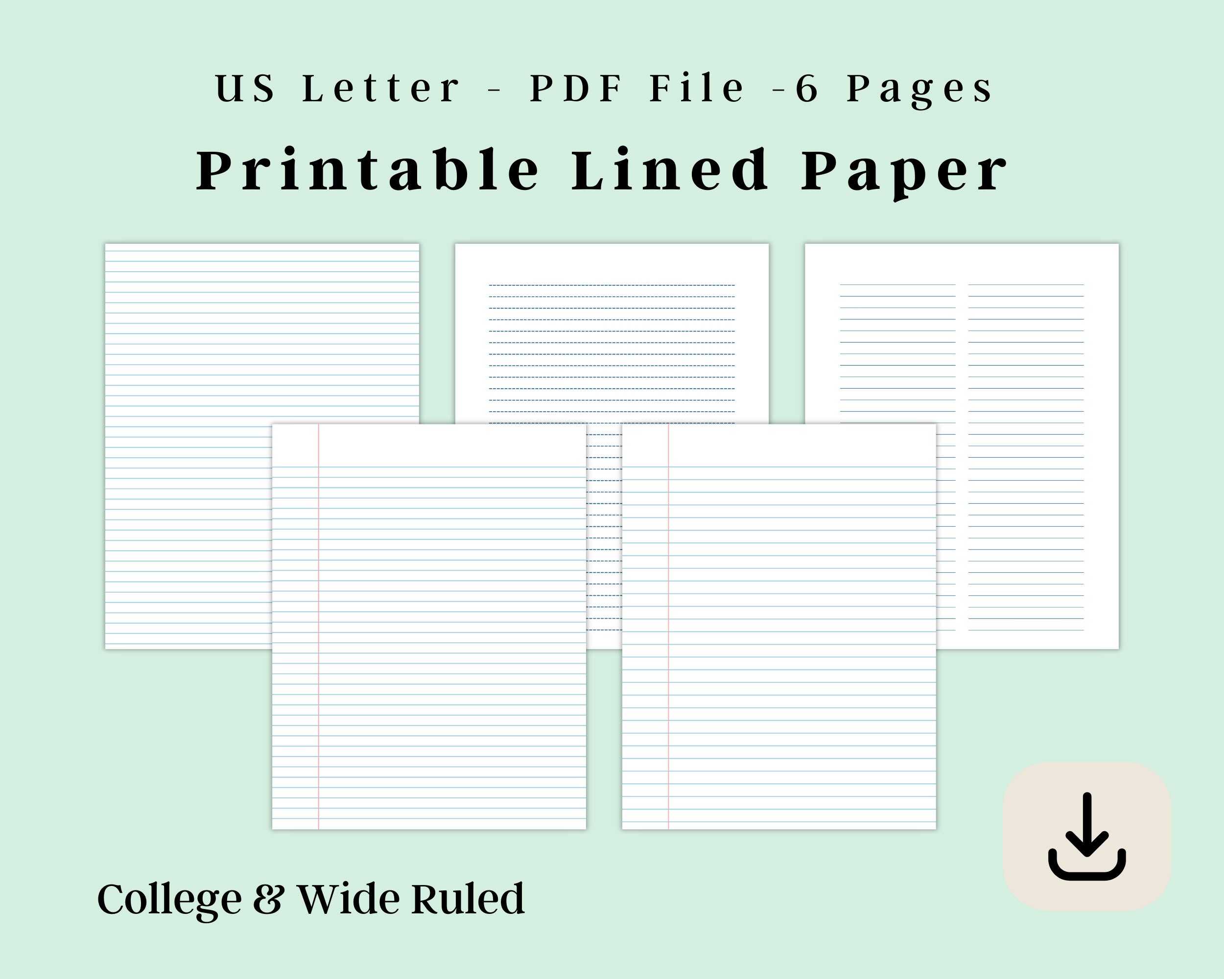 Lined Paper Digital, Lined Paper Template, Lined Writing Note Paper