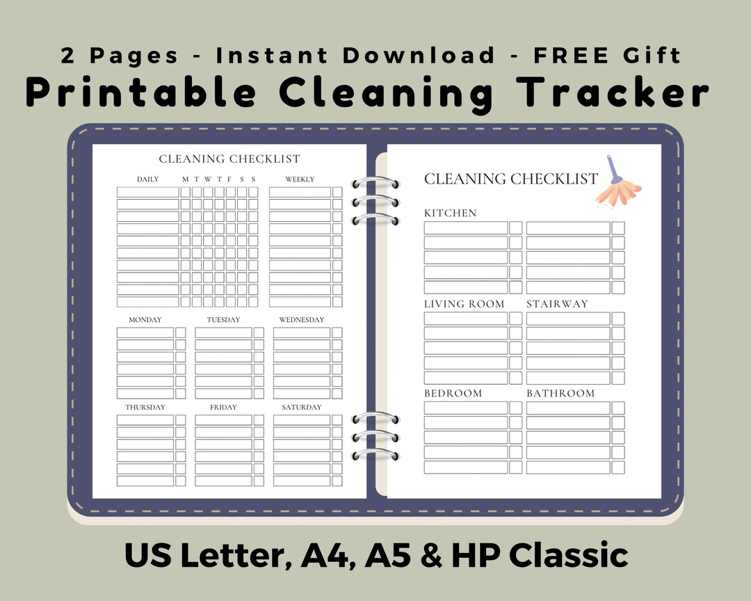 Cleaning Checklist Printable, Weekly & Daily Chore Planner, Digital PDF ...