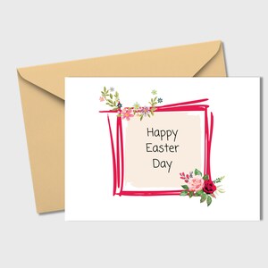 Easter Card, Easter Card Printable, Floral Easter Card, Easter Greetings Card, Easter Card 5 x 7, Envelope Templates, Instant Download PDF