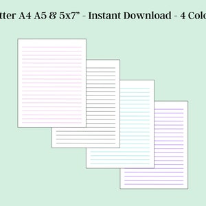 Carta a righe, carta a righe digitale, carta a righe pastello stampabile, carta a righe per appunti, pagine di cancelleria a righe, PDF scaricabile immediatamente