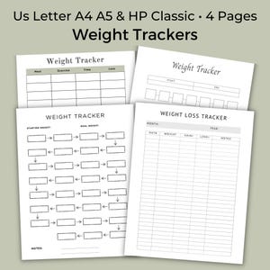 Weight Loss Tracker, Progress Chart, Pounds Lost, Digital PDF, US Letter A4 A5 HP Classic