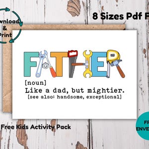 Funny Father’s Day Card Printable, Tool Word Art Card for Dad, Dad Definition Card, DIY Card for Handy Dad, Instant Download