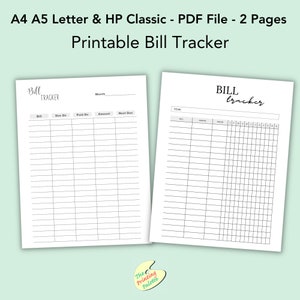 Monthly Bill Tracker Digital, Bill Tracker Printable, Bill Tracker List, Bill Payment Checklist, Monthly Bill Log Book, Instant Download PDF