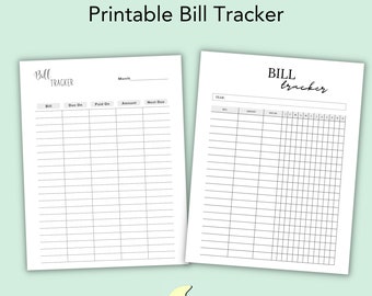 Monthly Bill Tracker Digital, Bill Tracker Printable, Bill Tracker List, Bill Payment Checklist, Monthly Bill Log Book, Instant Download PDF