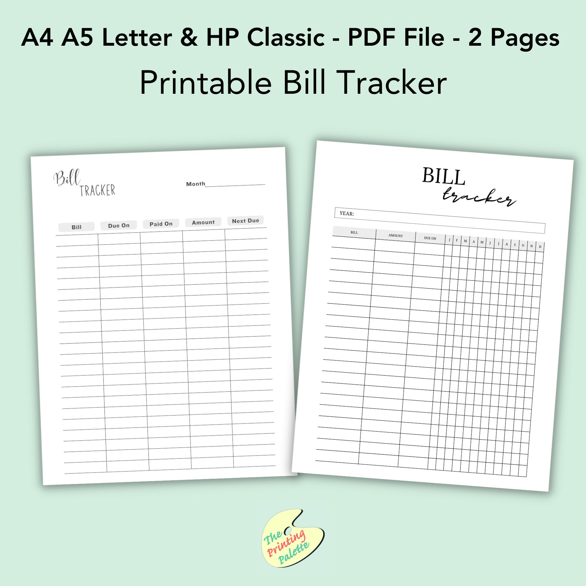 Monthly Bill Payment Tracker, Printable Bill Payment Checklist, Bill Planner,  Monthly Bill Log, Pay Checklist Organizer, Budget Planner 