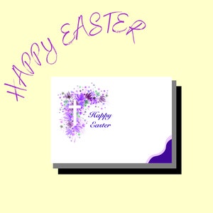 Biglietto di auguri religioso di Pasqua stampabile, biglietto di auguri religioso con croce floreale di Pasqua, buona Pasqua, modelli di buste per biglietti 5 x 7", PDF digitale