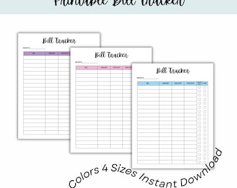 Monthly Bill Tracker Printable, Bill Payment Checklist, Monthly Bill Log Digital, Bill Pay Organizer, Bill Tracker Planner, Instant Download