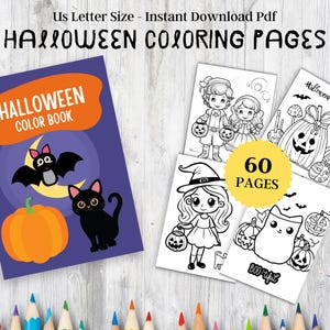 Halloween Coloring Book & 60 Kids Activity Pages, Printable PDF Download