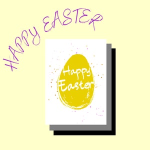 Biglietto di auguri di Pasqua con uovo giallo stampabile, biglietti di auguri con uovo di Pasqua, modelli di buste per biglietti digitali, 5 x 7", download digitale istantaneo, file PDF