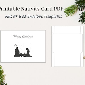 Tarjeta de Natividad, Tarjeta de Natividad Imprimible, Tarjeta de Navidad Religiosa, Plantilla de Tarjeta de Natividad, Escena de Natividad, Descarga Instantánea en PDF