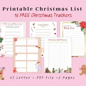 Weihnachtswunschliste Vorlage, Weihnachtsgeschenk Tracker druckbar, digitale Urlaub Geschenkliste, Weihnachtsvorlage Wunschliste, Sofort Download PDF