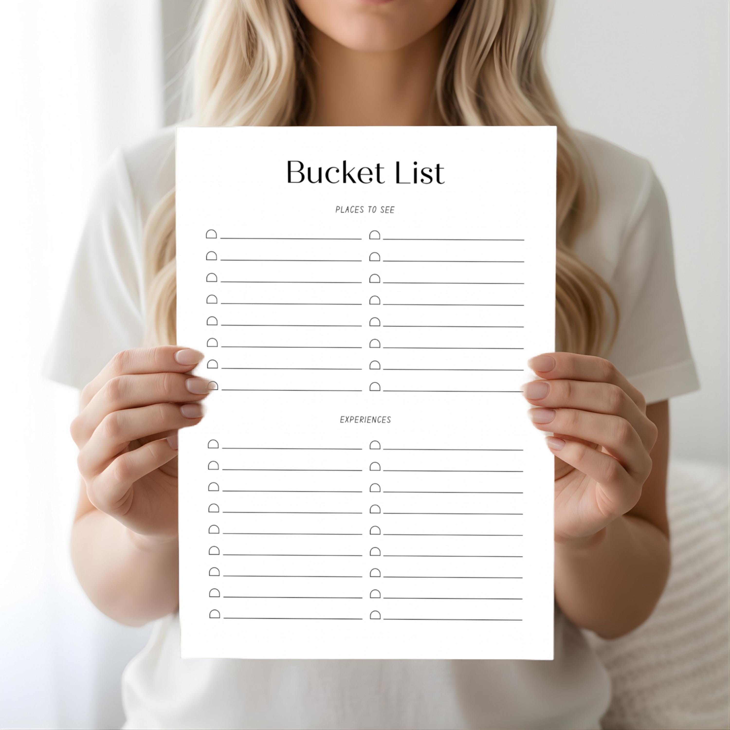 Bucket List Planner, Life Goals Tracker Printable, Digital PDF, US ...