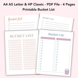 Bucket List Digital, Bucket List Printable, Bucket List Template, Bucket List Tracker, Bucket List Minimal, To Do List, Instant Download PDF