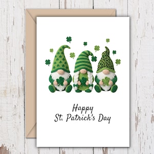 St Patrick’s Day Gnomes Card, Irish Shamrock Card, Digital PDF, 5x7 4x6