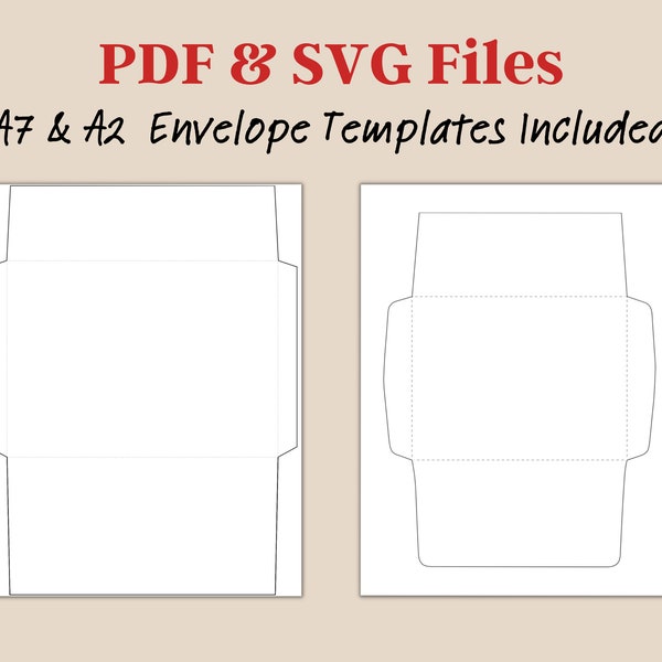 Printable Envelope Template, A7 5 x 7”, For Greeting Cards, SVG PDF Envelopes Template A7, A7 A2 Envelope Template, Instant Digital Download