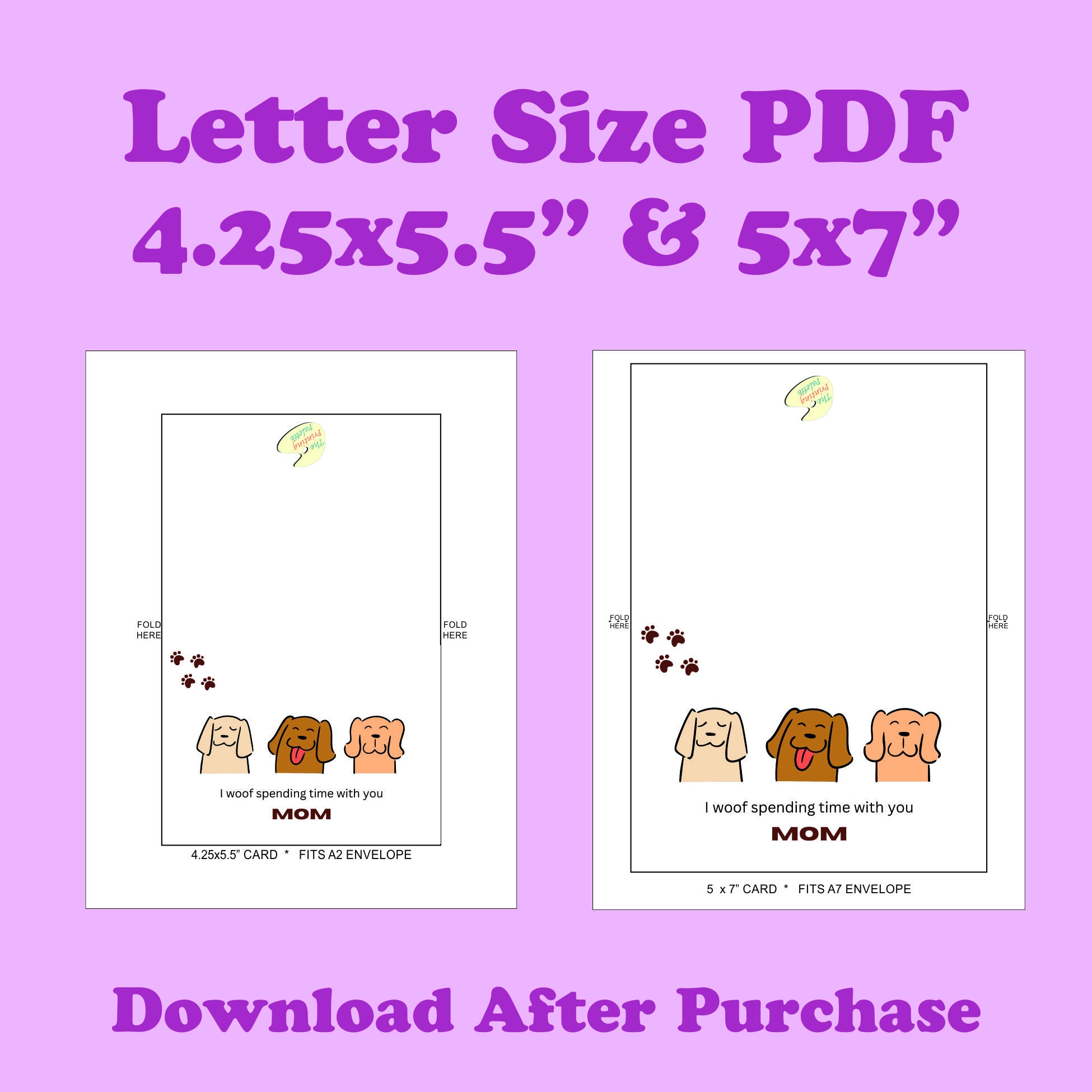 Printable Mothers Day Dog Card, Mother's Day Card, Mothers Day ...