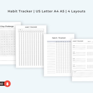 Habit Tracker Printable Checklist, Monthly Habit Tracker, Habit Tracker Routine, Habit Template, Self Care Checklist, Instant Download PDF