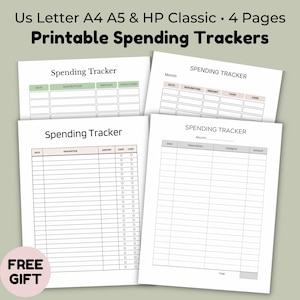 Spending Tracker, Budget Binder Expense Log, Digital PDF, US Letter A4 A5 HP Classic