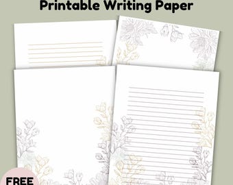 Stationery Letter Paper Floral, Printable Writing Paper Pages, Us Letter A4 A5 HP Classic