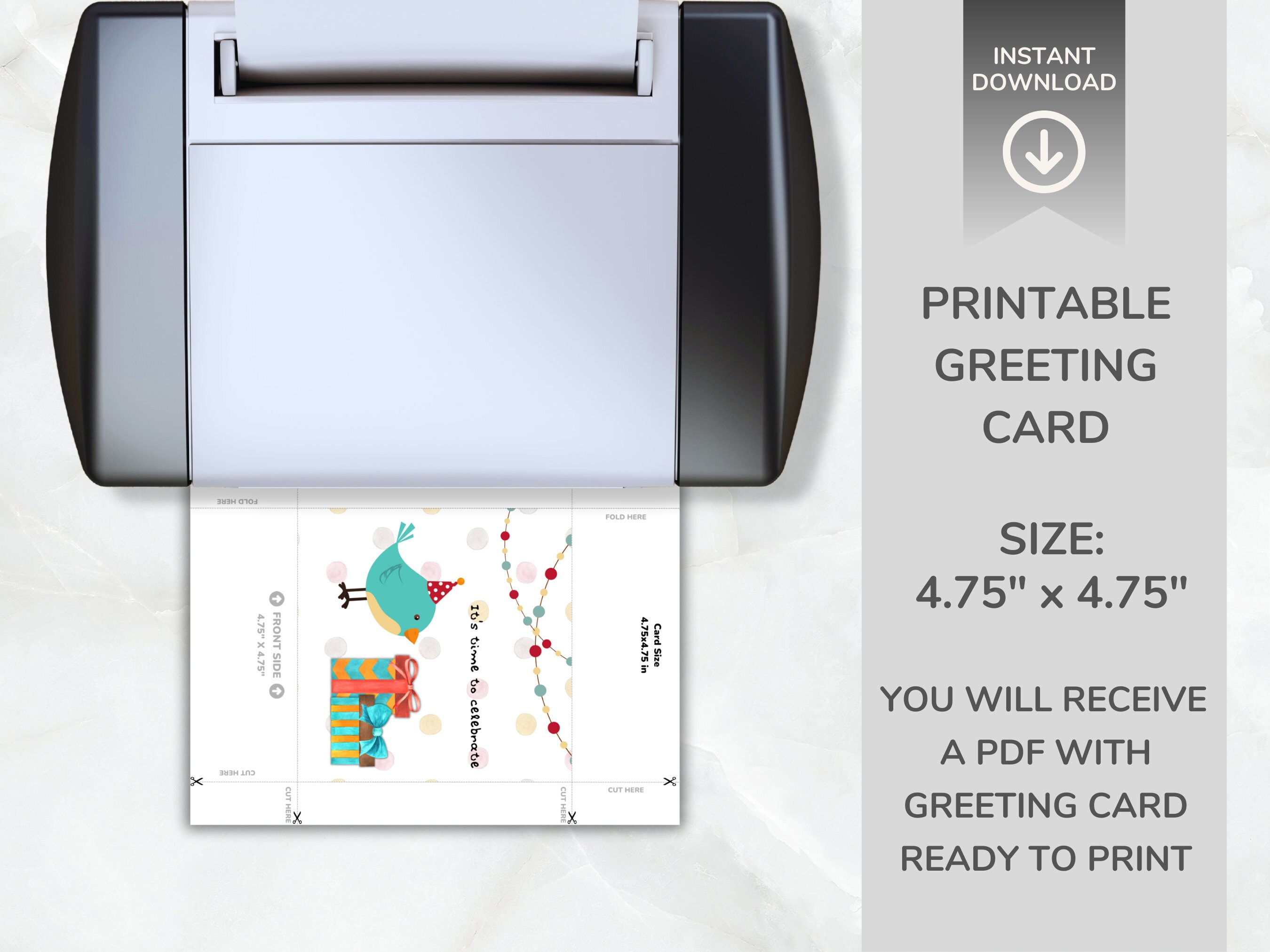 Kids Birthday Card Printable, Happy Birthday Square Greeting Cards ...