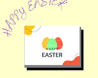 Geo Easter Egg Card, Boho Greeting Template, Digital PDF, 5x7