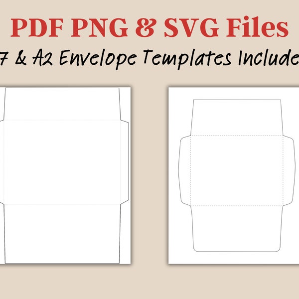 Printable Envelope Template, A7 5 x 7”, For Greeting Cards, SVG PDF Envelopes Template A7, A7 A2 Envelope Template, Instant Digital Download