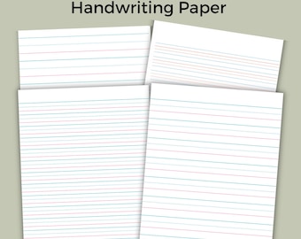Handwriting Practice Paper for Kids, Printable Red Blue Lined Penmanship Sheets