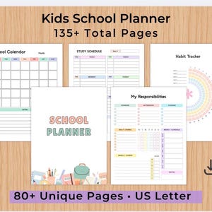 School Planner for Kids, Printable Student Schedule, Homework Organizer, Digital PDF, US Letter