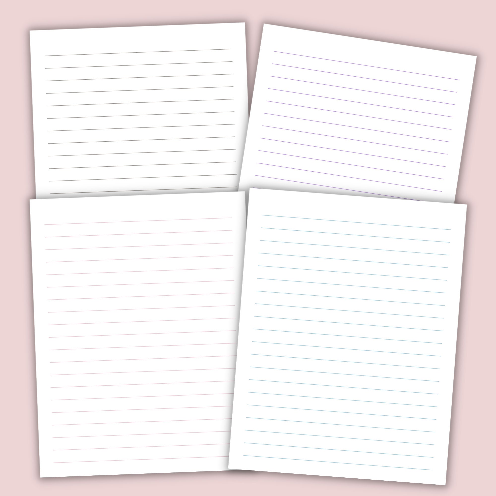 Lined Note Paper, Digital Lined Paper, Printable Pastel Lined Paper