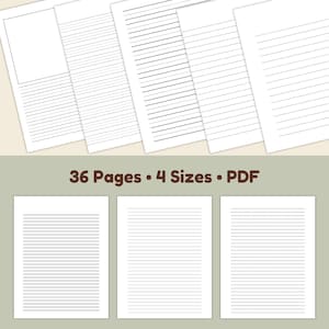 Preview image showing multiple black lined notebook pages arranged in a clean collage layout on a neutral background, with several line styles displayed.