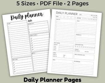 Daily Planner Pages, To Do List Schedule, Digital PDF, US Letter A4 A5 HP Classic