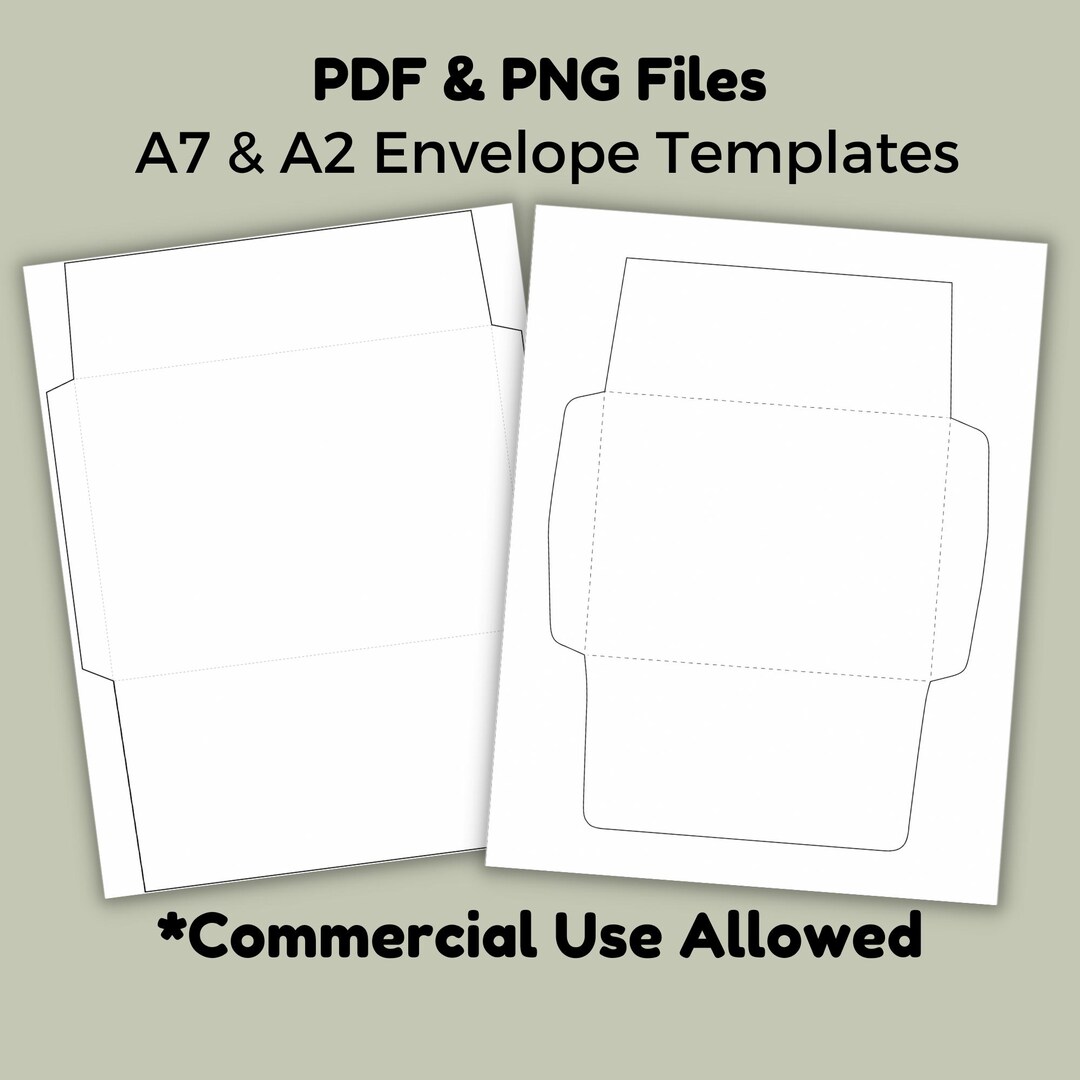A7 and A2 Envelope Templates, Commercial Use, Digital PDF File & PNG ...