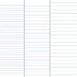 Three white handwriting practice paper sheets displayed side by side in an overlapping vertical arrangement.
