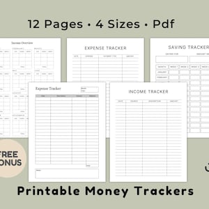 Income and Expense Tracker, Budget Log Pages, Digital PDF File, US Letter A4 A5 HP Classic