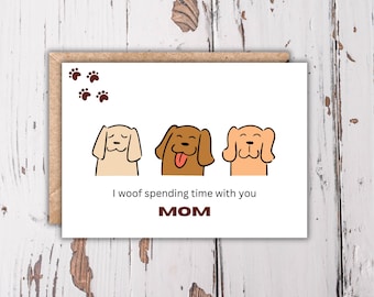 Mors dag-kort med hund och mamma, från roligt valp-kort med mamma, digital PDF, 5x7