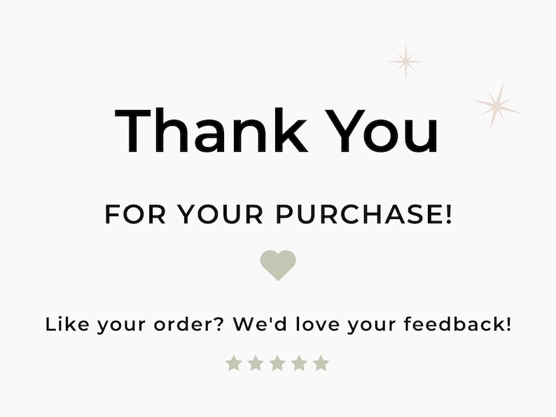 Thank you message graphic with black and sage green text on a white background and subtle decorative accents.