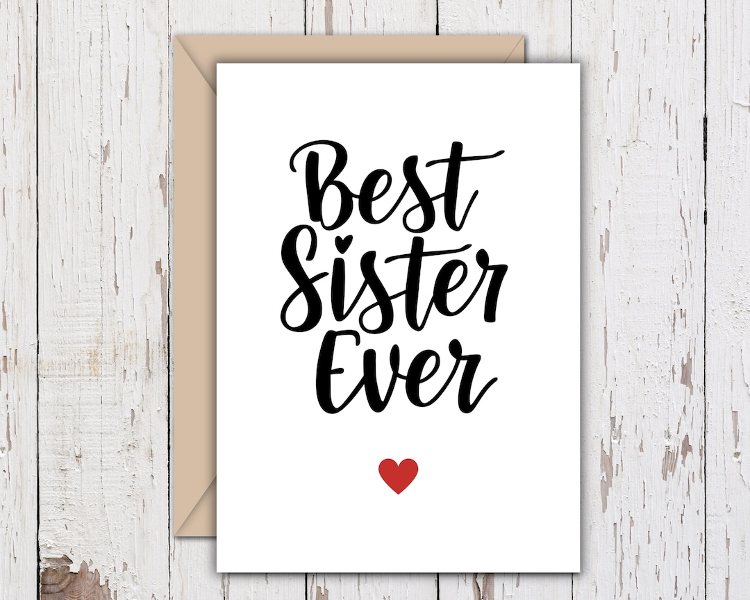 Best Sister Ever Card, Mother’s Day Sister Card Printable, Minimal ...
