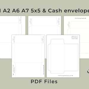 Envelope Templates Set, Printable Cash Envelopes, Budget Envelope Templates, Multiple Sizes