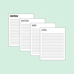 Note Taking Paper Printable, Writing Lined Note Page, Notes Paper, Digital Note Taking Sheets, Writing Note Paper Book, Instant Download PDF