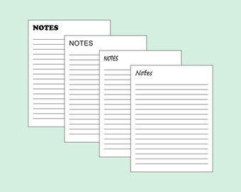 Note Taking Paper Printable, Writing Lined Note Page, Notes Paper, Digital Note Taking Sheets, Writing Note Paper Book, Instant Download PDF
