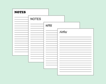 Lined Note Paper Writing Sheets, Simple Pages, Digital PDF, US Letter