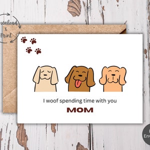 Tarjeta para el Día de la Madre con un Perro, Tarjeta Digital para Mamá, Tarjeta Instantánea con un Perro Adorable para el Día de la Madre, Descarga PDF