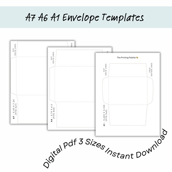 A7 A6 A1 Envelope Templates, Envelope Template Printable, Digital Blank Envelopes, Printable Envelopes Set, Envelopes, Instant Download PDF