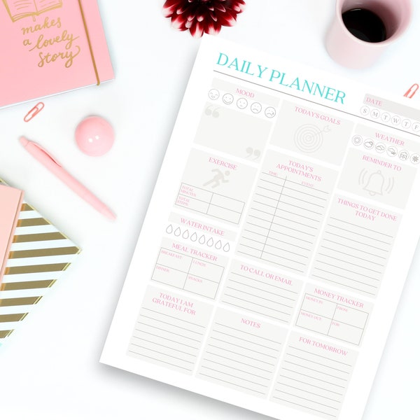 Daily Planner Digital, Daily Planner Printable, Daily Planner Template, Day Planner, Daily To Do List, A4 A5 Letter, Instant Download PDF