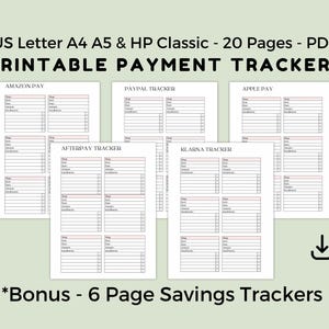 Rastreador de compra y pago posterior, registro de pagos, PDF digital, tamaño carta (A4, A5) HP Classic