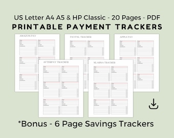 Buy Now Pay Later Tracker, Payment Log, Digital PDF, US Letter A4 A5 Hp Classic