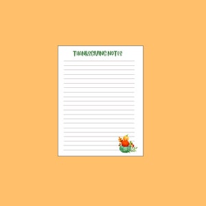 Thanksgiving Digitale Notizseite, Notizseite Checkliste, Thanksgiving liniertes Notizpapier, Aufgabenliste, Brief A4 A5 halbe Größe, Instant Download PDF