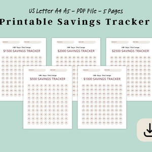 Savings Challenge Printable, Savings Challenge Tracker, Savings Bundle, Money Savings Challenge, Goodnotes Digital, Instant Download Pdf