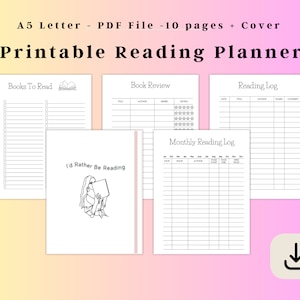 Planner digitale per la lettura di libri, Book Tracker stampabile, modello Book Tracker, sfida mensile per i libri, blocco diario dei libri, PDF scaricabile immediatamente