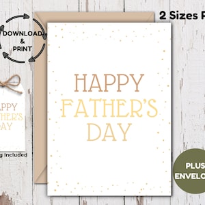 Printable Father’s Day Card, Neutral Modern Design, PDF Download, Digital Dad Greeting Card with gift tag, Instant Download